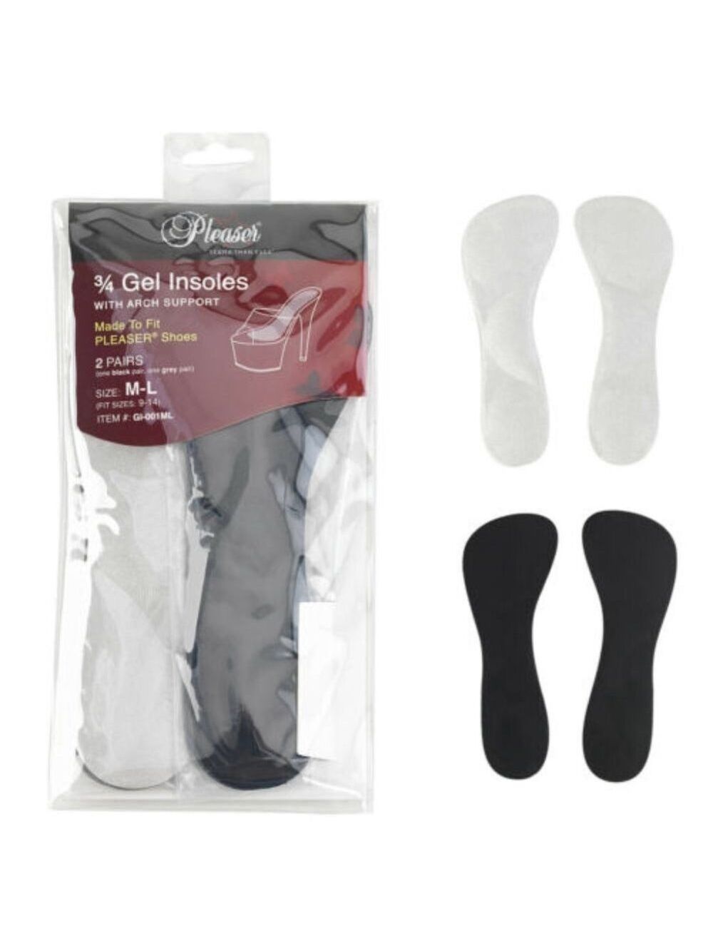 Pleaser Shoes Design 3/4 Gel Insole With Arch Support High Heel Shoes 2 Pairs
